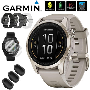 Garmin Epix Pro (Gen 2), 42mm, Sapphire, Soft Gold Steel w/ Accessories Bundle