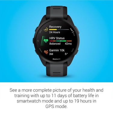 Garmin Forerunner 165 Smart Sport Watch, Black + Slate Gray w/ Accessories Bundle