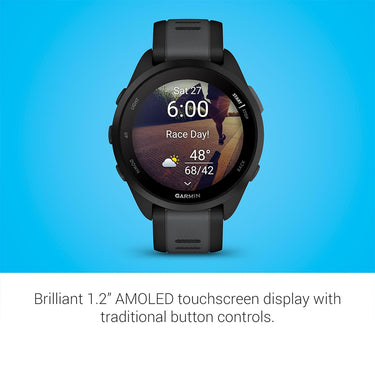 Garmin Forerunner 165 Smart Sport Watch, Black + Slate Gray w/ Accessories Bundle