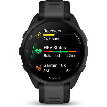Garmin Forerunner 165 Music Smart Sport Watch, Black + Slate Gray w/ Accessories Bundle