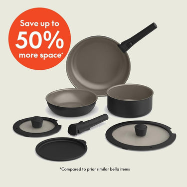 Bella 8-piece EverGood Ceramic Nonstick Cookware Set, Black (35188)