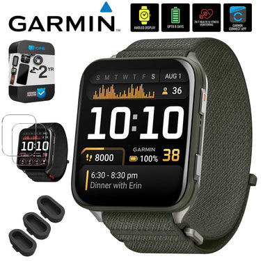 Garmin Venu X1 Premium GPS Smartwatch, Moss Titanium w/ Warranty + Accessories Bundle
