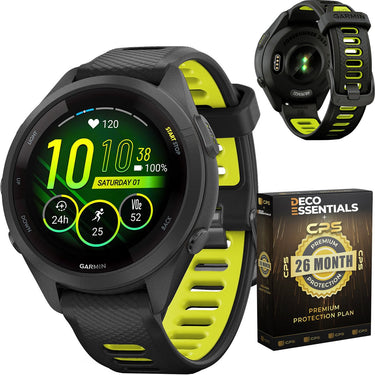 Garmin Forerunner 265S GPS Smartwatch Black/Amp Yellow with 26 Month Protection