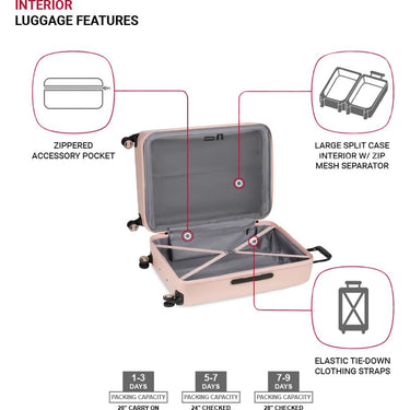 Swiss Gear Wanderlust Pro Lightweight Expandable Spinner 3-Piece Set, Pink (20/24/28)