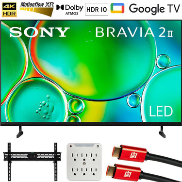 Sony BRAVIA 2 II 50 inch 4K HDR Smart LED Google TV (2025) w/ Accessories Bundle