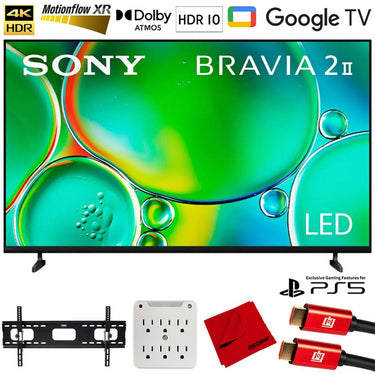 Sony BRAVIA 2 II 75 inch 4K HDR Smart LED Google TV (2025) w/ Accessories Bundle