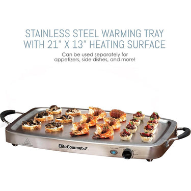 Elite Gourmet EWM-9933 7.5-Qt Triple Buffet Server and Warming Tray, Stainless Steel