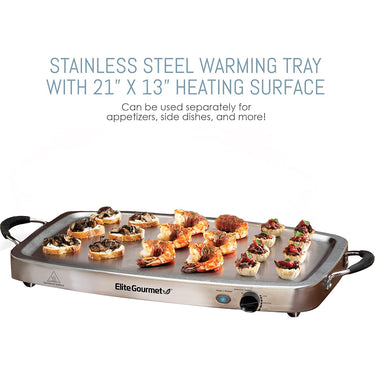 Elite Gourmet EWM-9933 7.5-Qt Triple Buffet Server and Warming Tray, Stainless Steel