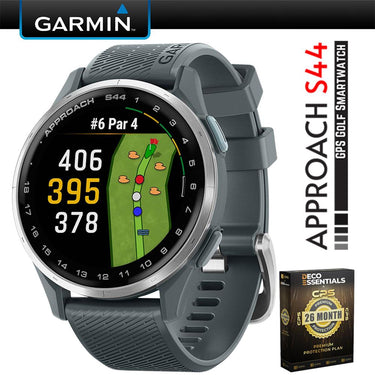 Garmin Approach S44 GPS Smartwatch Silver Aluminum Bezel + 26 Month Protection