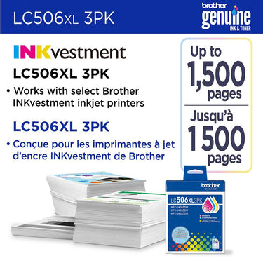 Brother Genuine 3-Pack High Yield Color Ink Cartridges Cyan/Magenta/Yellow 2Pack