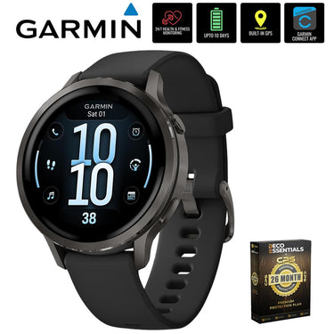 Garmin Venu 4, 41 mm GPS Smartwatch, Slate with Black Band + 26 Month Protection
