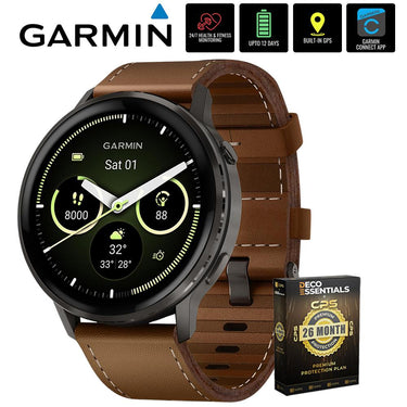 Garmin Venu 4, 45 mm Smartwatch, Slate with Black Band + 26 Month Protection