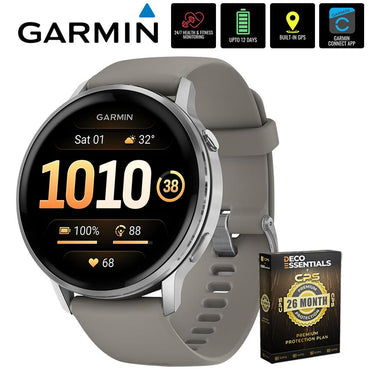 Garmin Venu 4 45mm GPS Smartwatch Silver with Gray Band + 26 Month Protection