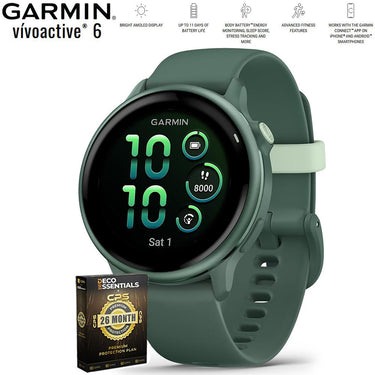 Garmin VIVOACTIVE 6 Fitness GPS Smartwatch Green with Band + 26 Month Protection