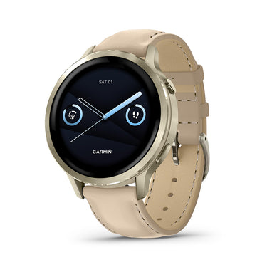 Garmin Venu 4, 41mm Smartwatch Lunar Gold with Bone Band + Accessories Bundle