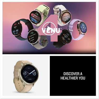 Garmin Venu 4, 41mm Smartwatch Lunar Gold with Bone Band + Accessories Bundle