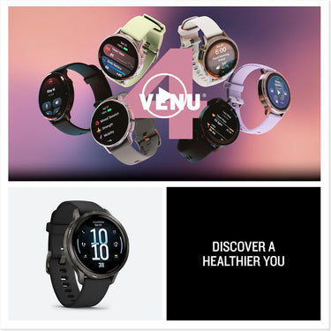 Garmin Venu 4, 41 mm GPS Smartwatch, Slate w/ Black Silicone Band + Accessories Bundle