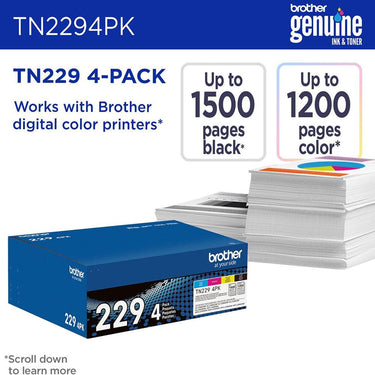 Brother Standard-Yield Toner 4 Pack C/M/Y/BK + Tech Smart USA Printer Softwares