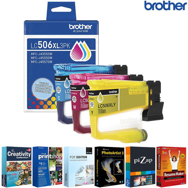 Brother Genuine 3-Pack High Yield Color Ink Cartridges C/M/Y + Printer Softwares