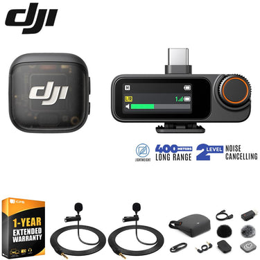 DJI Mic 3 (1 TX + 1 RX) Advanced Mini Wireless Microphone + 1 YR Warranty Bundle