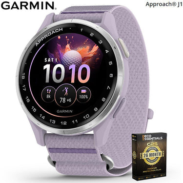 Garmin Approach J1 Silver Aluminum Bezel with Lilac Band + 26 Month Protection