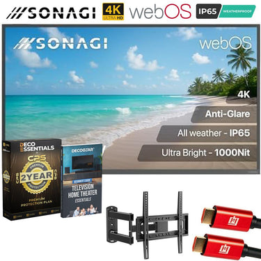 Sonagi Helios 55" UHD 4K Full Sun Outdoor TV +2YR Warranty + Deco Gear Accessory Bundle