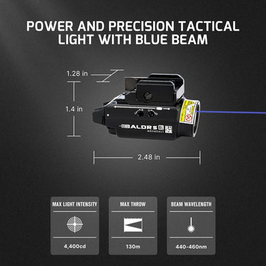 OLIGHT Baldr S 800 Lumens Rail Mounted Tactical Light, Black with Blue Laser