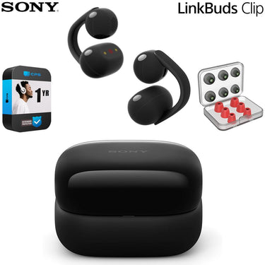 Sony LinkBuds Clip Open-Ear Truly Wireless Earbuds Black + 1 Yr Warranty Bundle