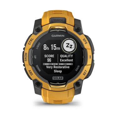 Garmin Instinct 3 - 45 mm Outdoor GPS Smartwatch, SOLAR, Sunburst w/ Sunburst/Gray Band