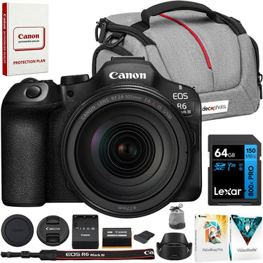 Canon EOS R6 Mark III Camera with RF24-105mm F4 L IS USM Lens + 64GB Memory Bundle