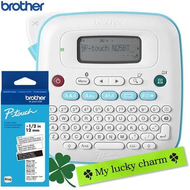 Brother P-Touch Personal Connected Label Maker + Brother P-touch Btag Label Tape