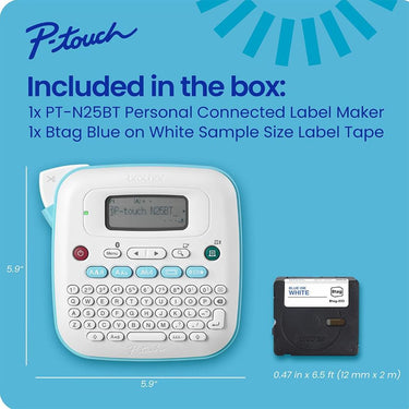 Brother P-Touch Personal Connected Label Maker + Brother P-touch Btag Label Tape