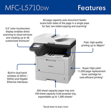 Brother Business Monochrome Laser All-in-One Printer with Duplex Print, Scan, Copy
