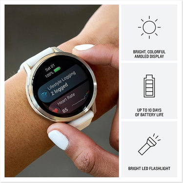 Garmin Venu 4 41mm Health & Fitness GPS Smartwatch, Lunar Gold w/ Accessories Bundle