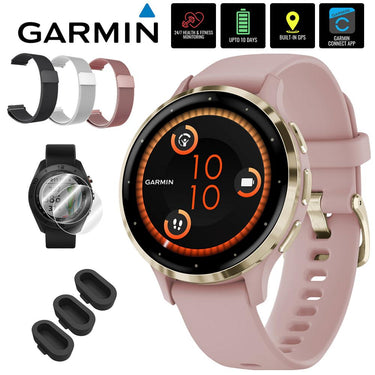 Garmin Venu 3S Health Fitness GPS Smartwatch (41mm) w/ Accessories Bundle