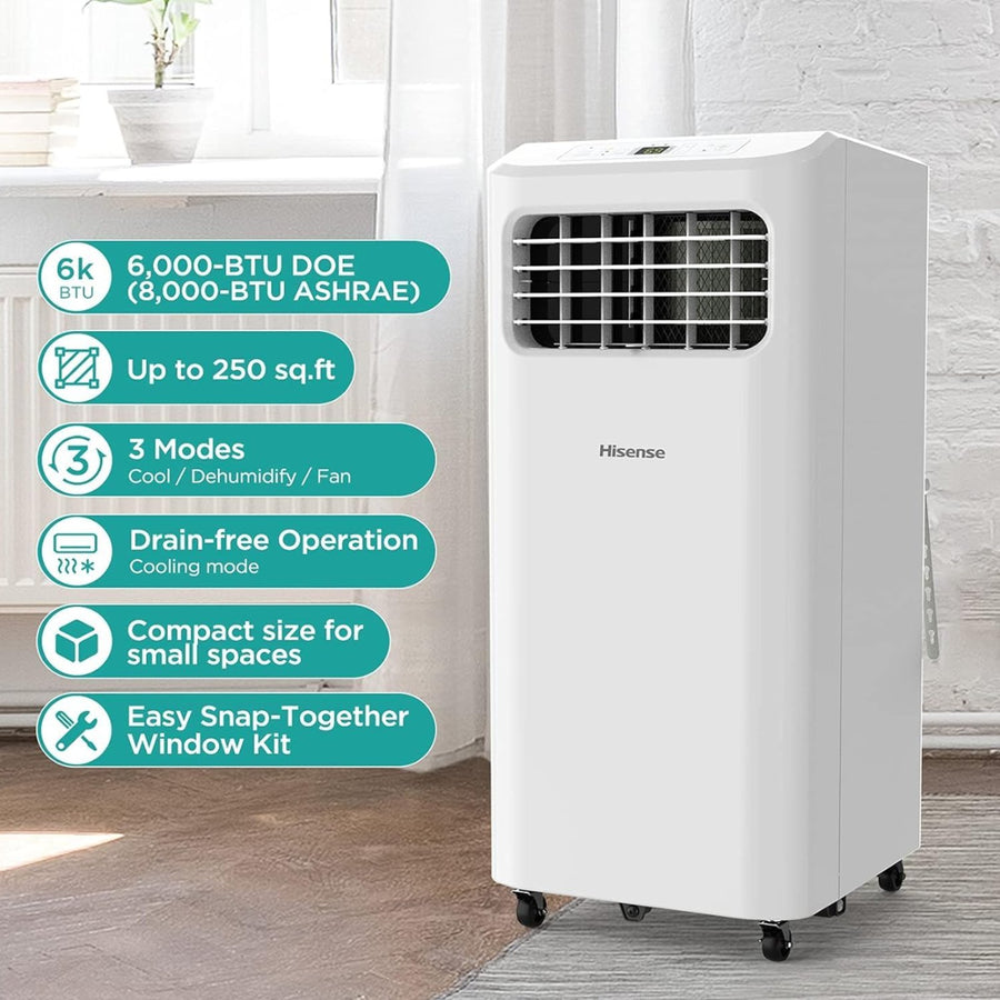Hisense Portable Air Conditioner 6,000 BTU, white (Refurbished)