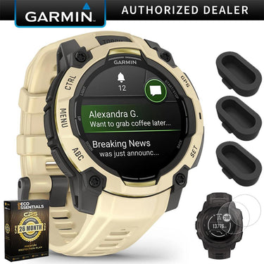 Garmin Instinct 3 - 45 mm GPS Smartwatch AMOLED Citrine with Protection Bundle