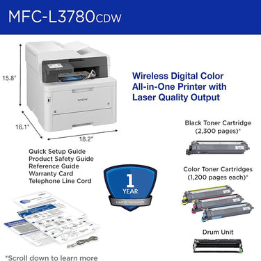 Brother Digital Color All-in-One Laser Printer + Tech Smart USA Software Bundle