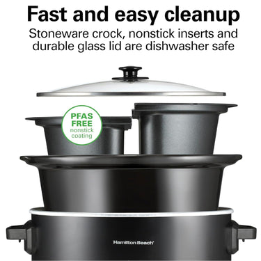 Hamilton Beach Double Dish Slow Cooker with 6qt Crock and Dual 2.5qt Nonstick Insert