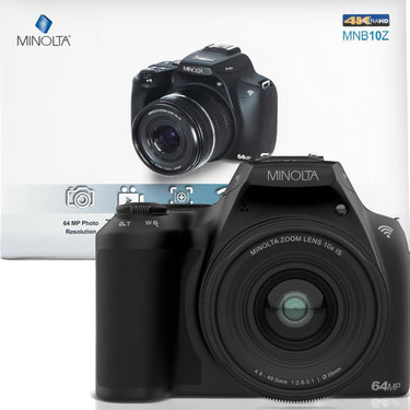 Minolta MNB10Z 64 MP / 4K Bridge Camera w/10x Optical Zoom (Black)