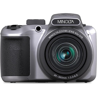 Minolta 20 MP / 1080P FHD Bridge Camera w/ 40x Zoom (Silver) + Bag and 64GB Card