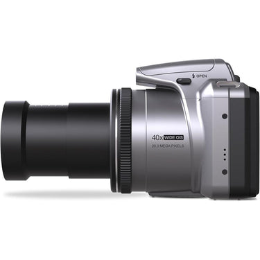 Minolta 20 MP / 1080P FHD Bridge Camera w/ 40x Zoom (Silver) + Bag and 64GB Card