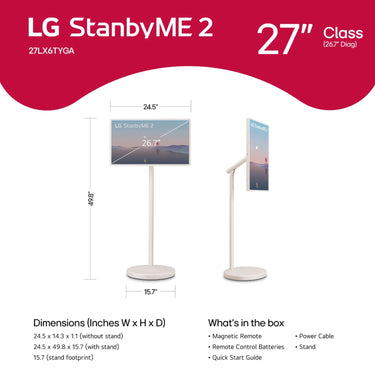 LG StanbyME 2 27" Portable Smart Touch w/ 4hr Battery + 26 Months Protection Bundle
