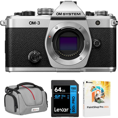 OM Systems Olympus Mirrorless Micro Four Thirds Lens System Camera + 64GB Bundle