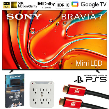 Sony BRAVIA 7 K85XR70 85" 4K QLED Mini-LED TV (2024) w/ Deco Gear Home Theater Guide
