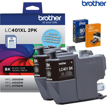 Brother Genuine High Yield 2-Pack Black Ink Cartridges + Deco Essentials Guide