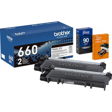 Brother Genuine TN6602PK High Yield 2Pck Black Toner Cartridge +Print Like a Pro Bundle
