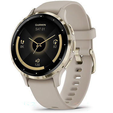 Garmin Venu 3S Fitness GPS Smartwatch Gold with Gray Band 41mm + Bands Bundle