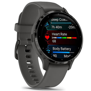 Garmin Venu 3S Health Fitness GPS Smartwatch Steel with Gray Case + Bands Bundle