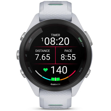 Garmin Forerunner 265S GPS Smartwatch Whitestone/Neo Tropic + Metal Bands Bundle